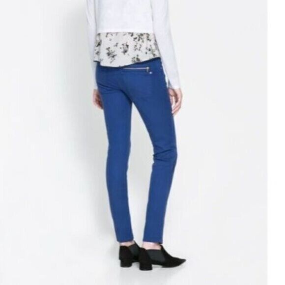 Zara Electric Blue Low Rise Skinny Jeans 2 - Picture 1 of 4